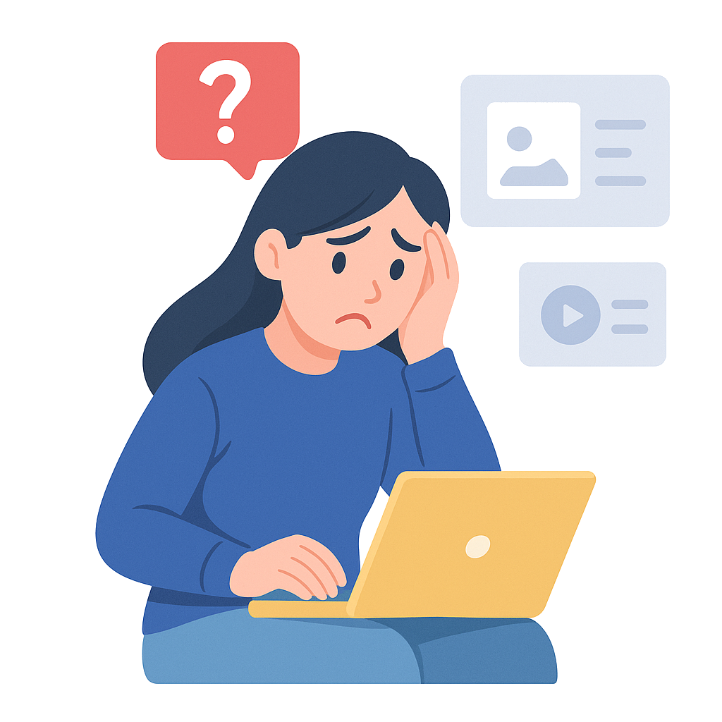 SNS運用で悩む人のイラスト